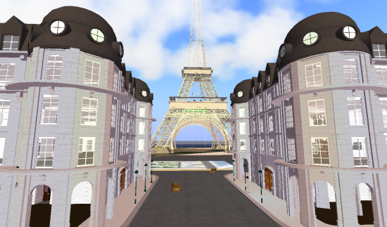 A Paris street on FrancoGrid. This would make a great template for a museum site -- or for a company that wants Paris views for all its virtual employees.