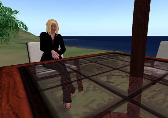 Deep in thought on my private OpenSim beach.