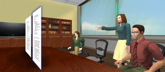 Collaborating in a virtual office in ProtoSphere. (Image by ProtonMedia)