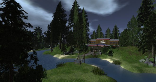 A region on Lost Paradise grid, one of many virtual worlds that has land available for rent.