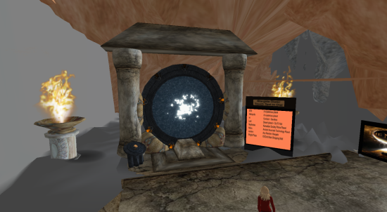 A gate by OSgrid's Lani Global, with a list of destinations.