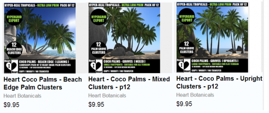 Three of the items available on the Heart Botanicals store on Kitely Market.