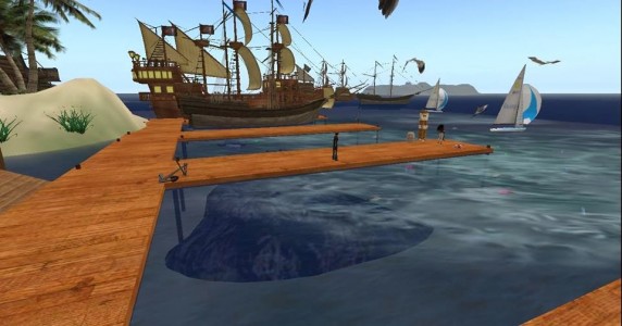 A pirate-themed gaming area on the old AviWorlds grid. (Image courtesy AviWorlds.)