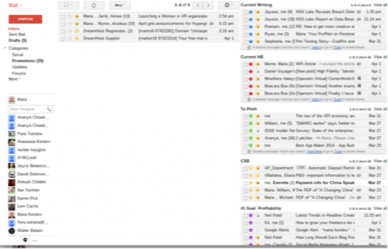 A view of my email. 