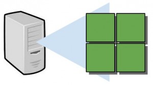 Four regions running as separate region in a single instance of OpenSim.