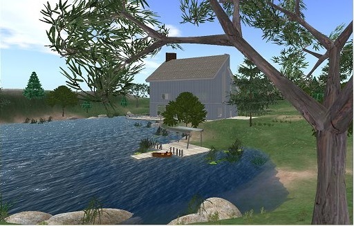 Linda Kellie's Lake House region, one of dozens of fully built regions, complete with poses and animations.
