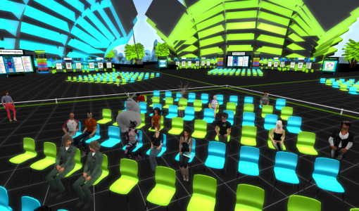 Recent attendees at an OpenSim Community Conference load test. (Image courtesy Stephen Gasior.)