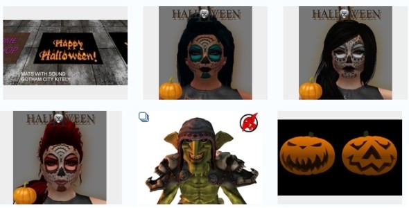 Halloween themed items on the Kitely Market.