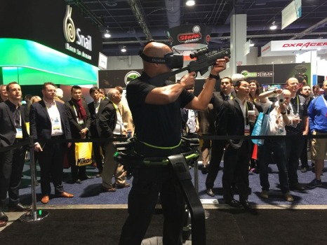 Virtuix Omni at the CES. (Image courtesy Virtuix.)