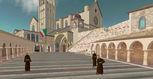 Basilica of Assisi in Second Life. (Image courtesy Giulio Prisco.)
