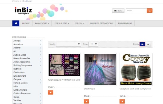 Another online venue where you can find commercial competitors is the InBiz marketplace for InWorldz.