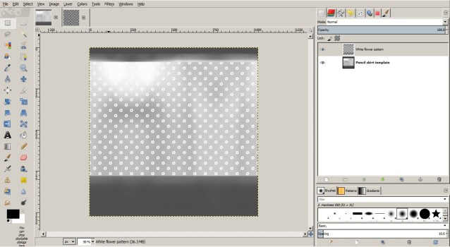 White flower on top of skirt texture trimmed