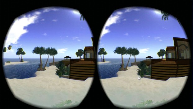 A side-by-side stereoscopic view of OpenSim.