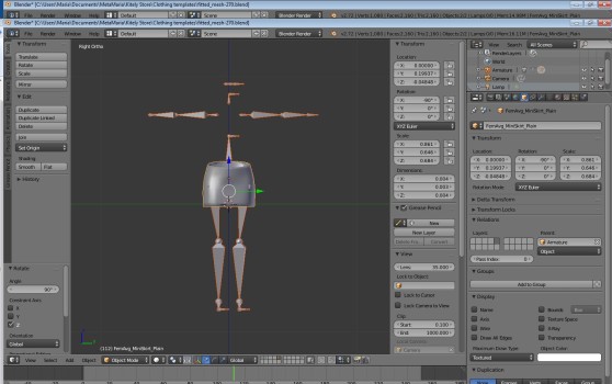 Zoomed in and rotated Famien Fate mesh miniskirt with old rigging.