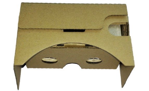 Google Cardboard version 2, with the touch button on top.