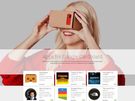 Featured Google Cardboard-compatible apps in the Google Play store.