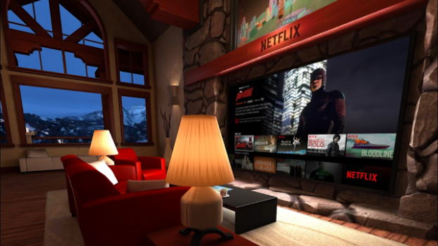 Netflix living room on Gear VR. (Image courtesy Netflix.)