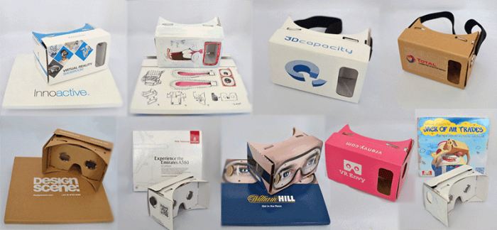 Custom-branded Google Cardboard headsets, from Netherlands-based Cardboards.nl.