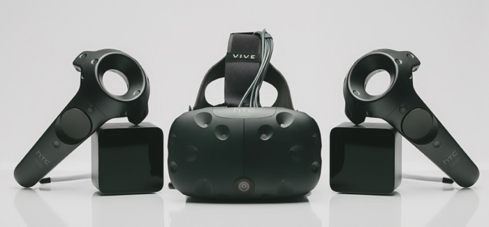 The latest redesign of the HTC Vive includes a front-facing camera and more ergonomic controllers. (Image courtesy HTC.)