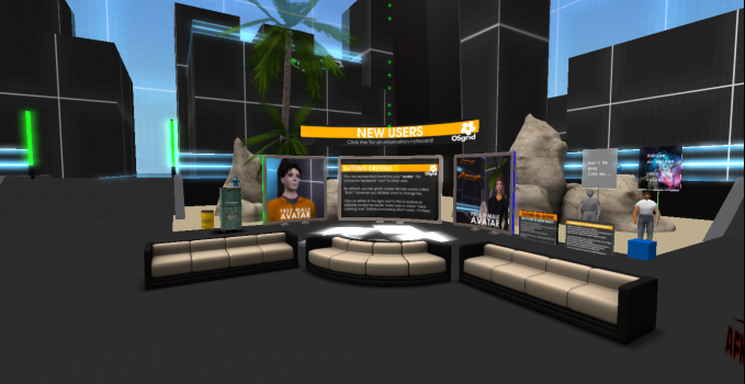 OSgrid's LBSA Plaza is the cross-roads of the hypergrid and a popular virtual hangout for developers, region owners, and metaverse travelers.