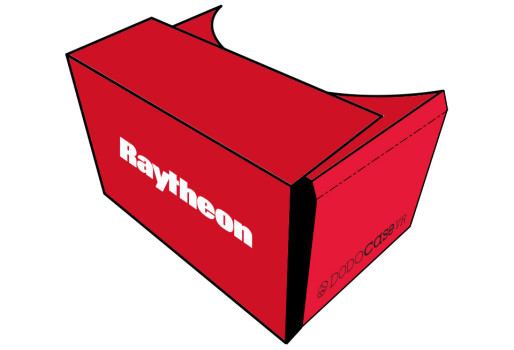 A custom Raytheon Google Cardboard viewer, from DodoCase. (Image courtesy Raytheon.)