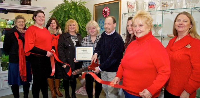 Chamber of Commerce ribbon-cutting ceremony. (Image courtesy Crystal Delights.)