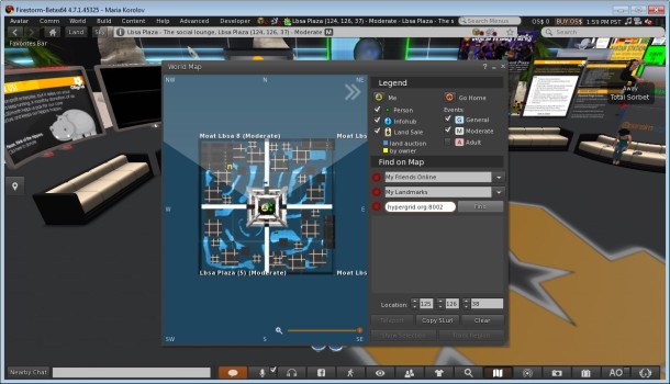 Firestorm viewer -- OSgrid -- find on map
