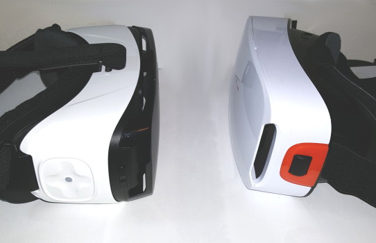 Samsung Gear VR, on left, and the Ling VR 1S, on the right.