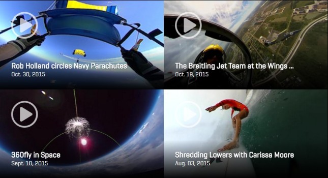 Some of the videos on the 360fly site. The camera's been used to film sharks, and has been to outer space.