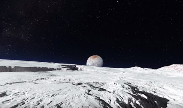 Pluto and its moon. (Image courtesy New York Times.)