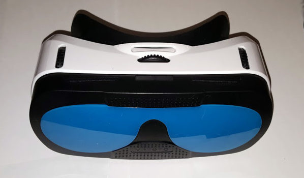 VRToto headset. The knob in the middle adjusts the distance between the lenses. The two on the sides are for the focal distance.