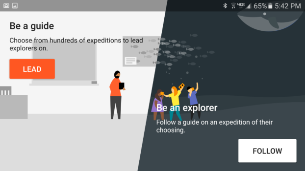 The Expedition app allows users to be the teacher -- the leader -- or a student -- the follower.