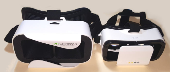 The Shinecon Mini is on the left and the Leji Mini VR is on the right.