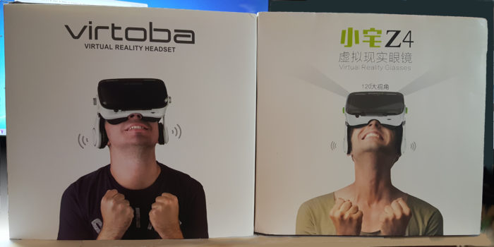 The Virtoba X5 box is on the left, BoboVR Z4 is on the right.