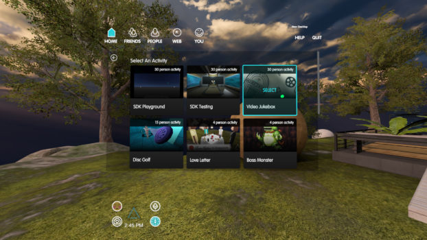 The new user interface prioritizes friends and ongoing events. (Image courtesy AltspaceVR.)