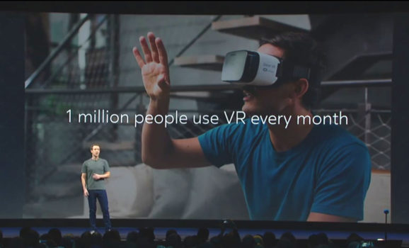 Mark Zuckerberg at the Oculus Connect 3 conference last week. (Image courtesy Facebook.)